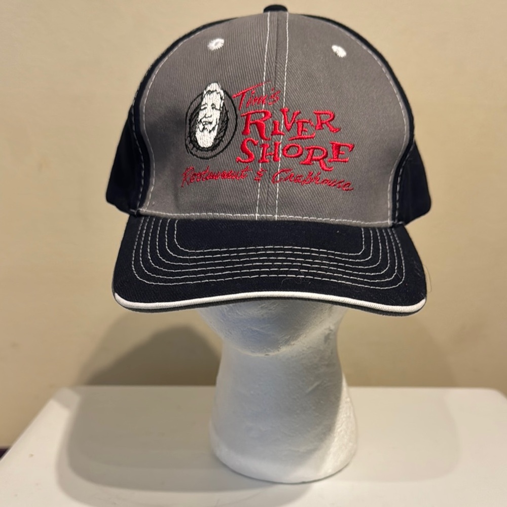 Unisex Adjustable Gray & Black Tim's River Shore Restaurant & Crabhouse Cap Hat